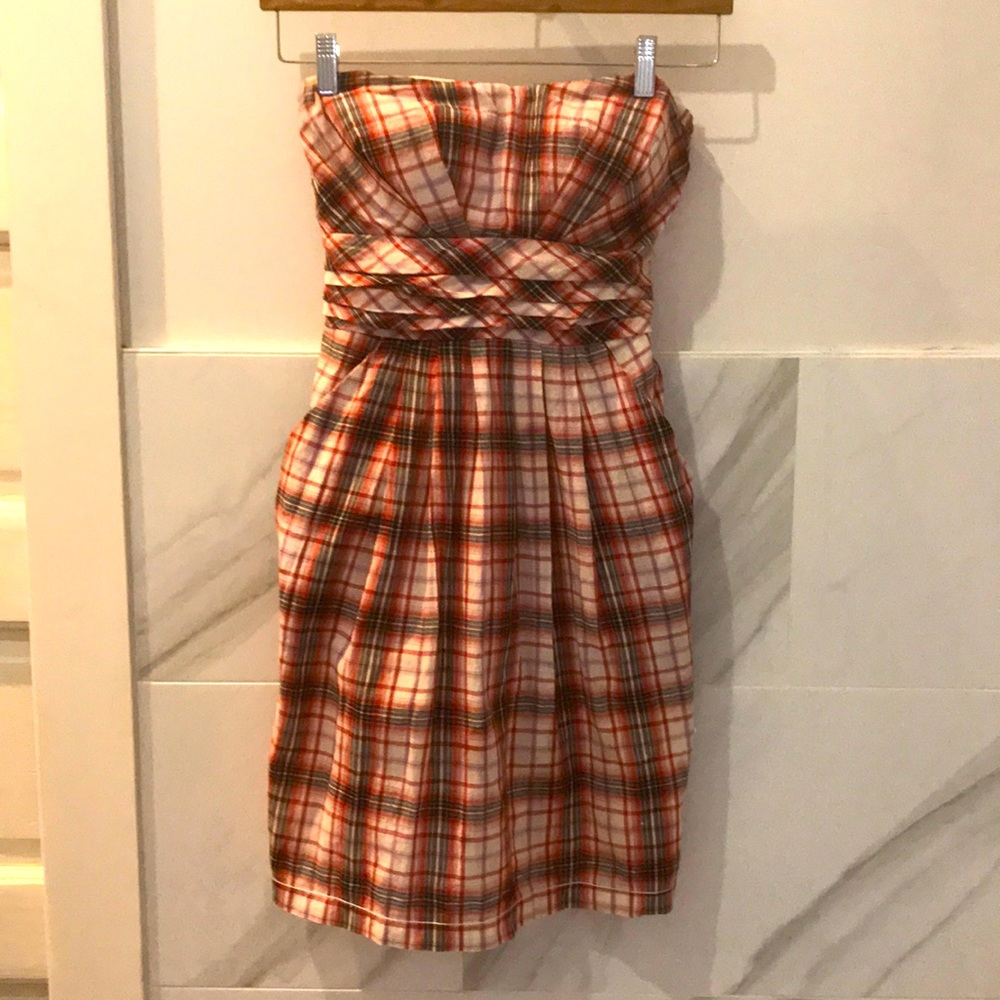 Chelsea & Violet Strapless Plaid Short Dress Sz 6